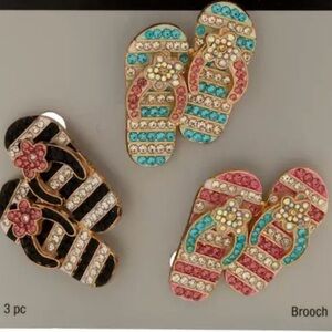 Colorful Flip Flop Brooch 3 piece Set